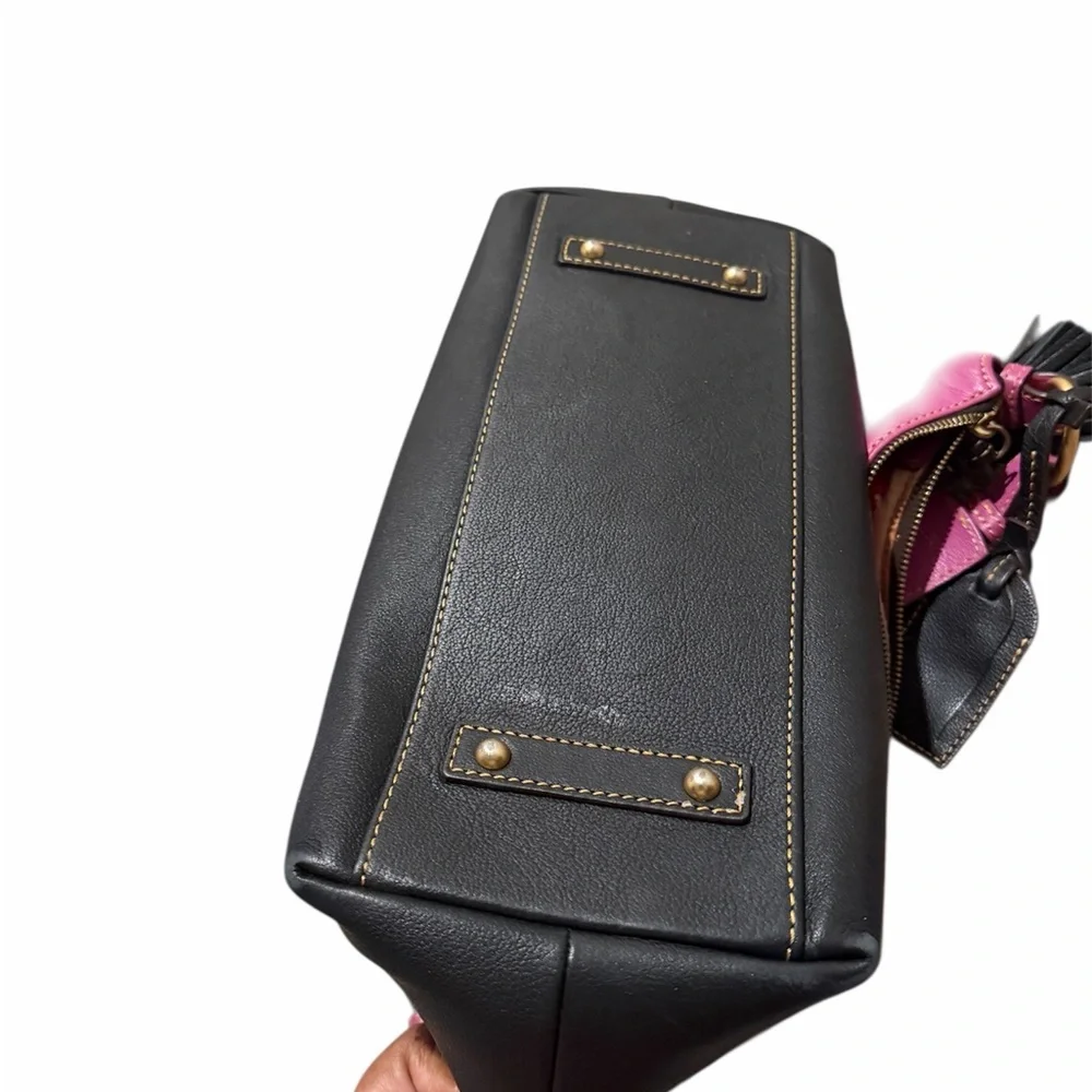 Dooney & Bourke Pink and Brown Leather Hobo Shoulder Bag - Picture 3 of 6